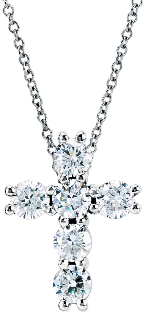 14K White Gold 1/2 CTW Lab-Grown Diamond Cross 18" Necklace