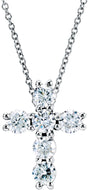 14K White Gold 1/2 CTW Lab-Grown Diamond Cross 18" Necklace
