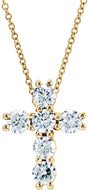 14K Yellow 9/10 CTW Lab-Grown Diamond Cross 18" Necklace