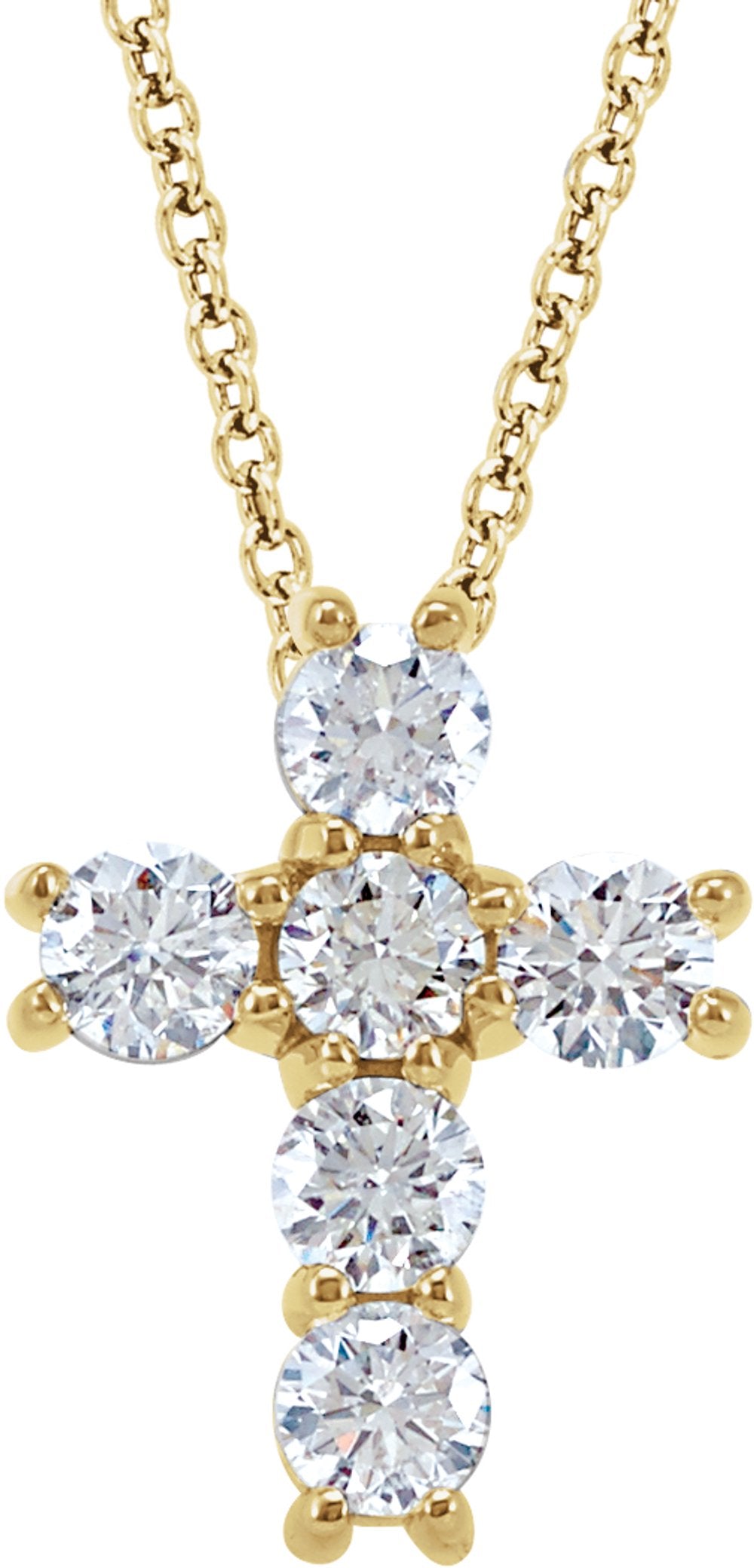14K Yellow 1/2 CTW Natural Diamond Cross 18" Necklace