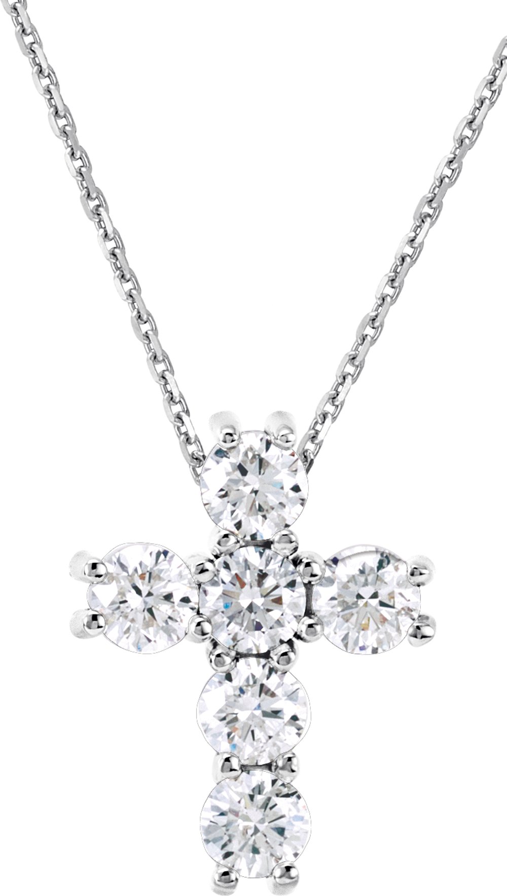 14K White Gold 1/3 CTW Natural Diamond Cross 18" Necklace