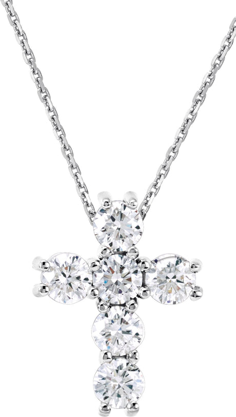 14K White Gold 1/3 CTW Natural Diamond Cross 18" Necklace