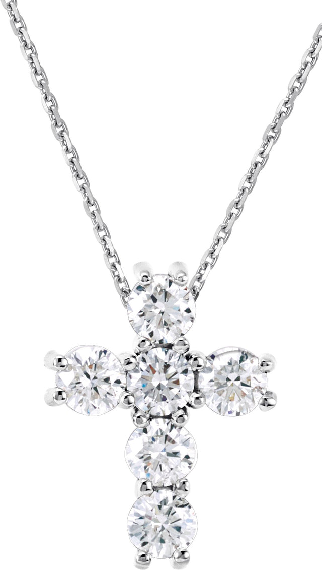 14K White Gold 1/3 CTW Natural Diamond Cross 18" Necklace
