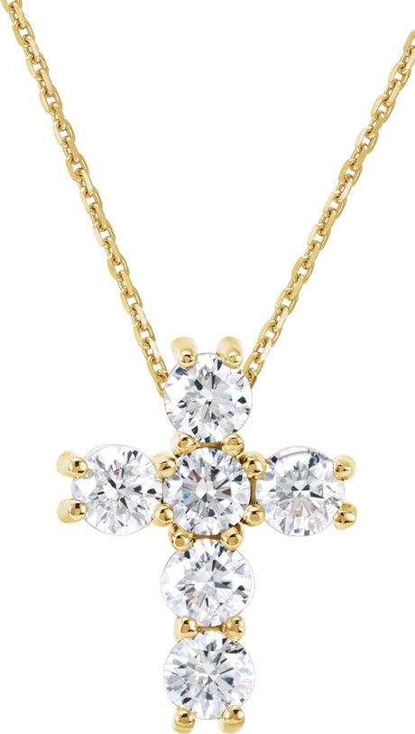 14K Yellow Gold 1/4 CTW Lab-Grown Diamond Cross 18" Necklace