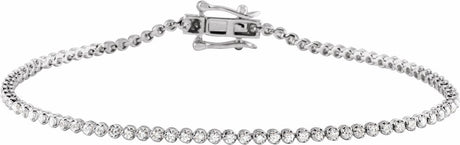 14K White 7/8 CTW Natural Diamond Line 7"  Bracelet  