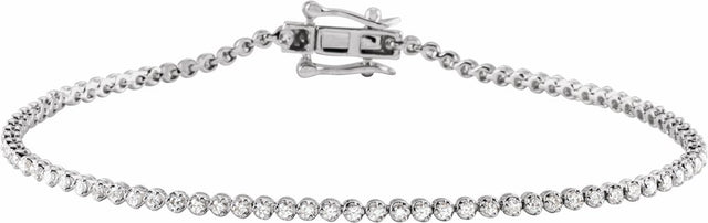 14K White Gold 7/8 CTW Natural Diamond Line 7"  Bracelet  