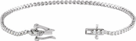 14K White Gold 7/8 CTW Natural Diamond Line 7"  Bracelet  