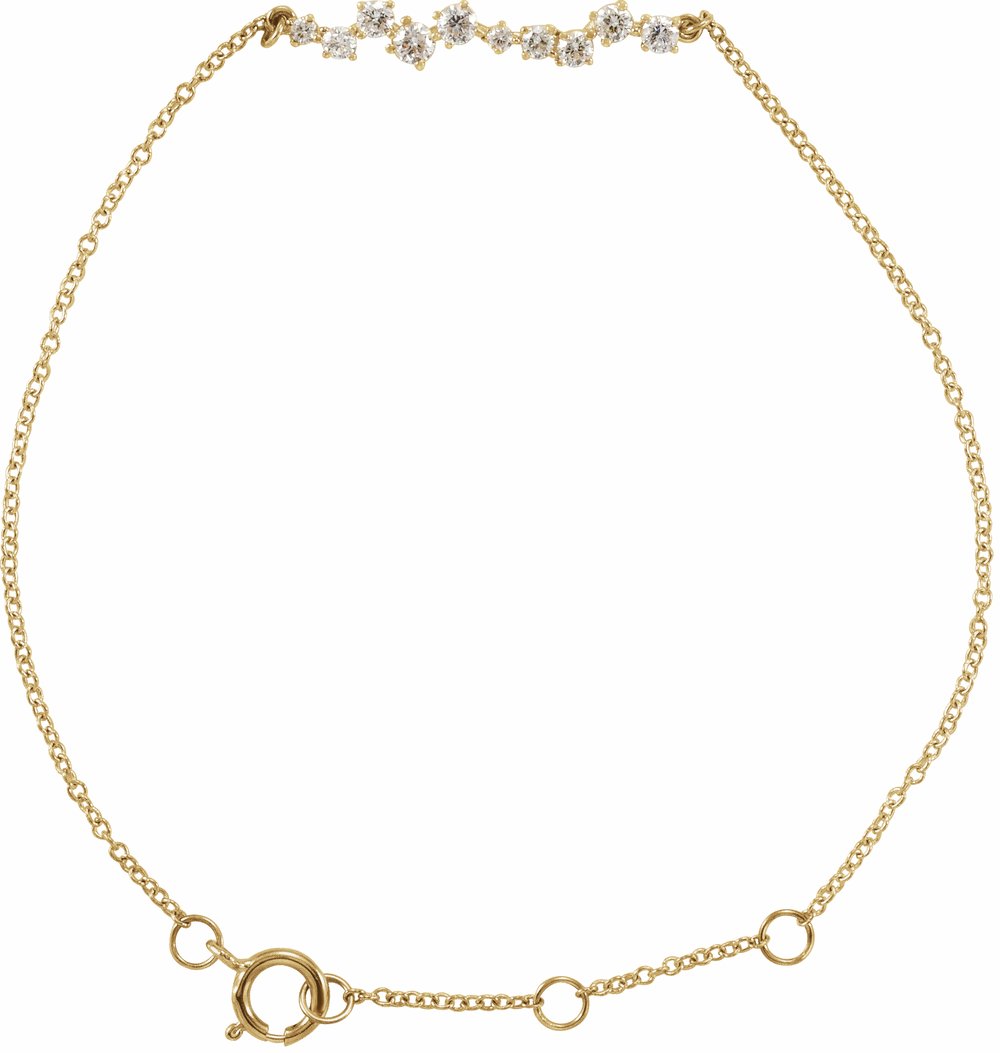 14K Yellow Gold 1/3 CTW Natural Diamond  Bar 6-7" Bracelet
