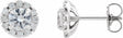 14K White 4 mm Natural White Sapphire & 1/5 CTW Natural Diamond Halo-Style Earrings