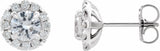 14K White 4 mm Natural White Sapphire & 1/5 CTW Natural Diamond Halo-Style Earrings