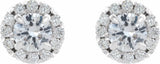 14K White Gold 4 mm Natural White Sapphire & 1/5 CTW Natural Diamond Halo-Style Earrings
