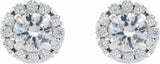 14K White 4 mm Natural White Sapphire & 1/5 CTW Natural Diamond Halo-Style Earrings