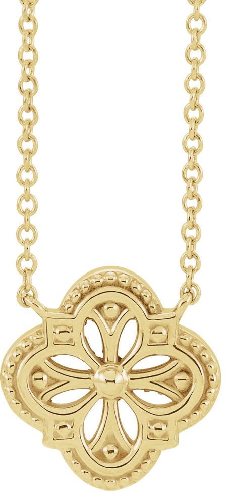 14K Yellow Vintage-Inspired Clover 16" Necklace