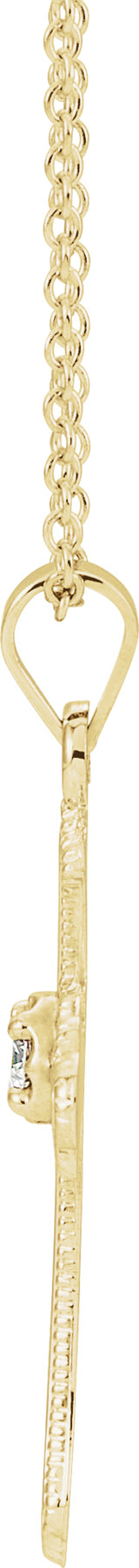 14K Yellow .06 CT Natural Diamond Cross 18" Necklace