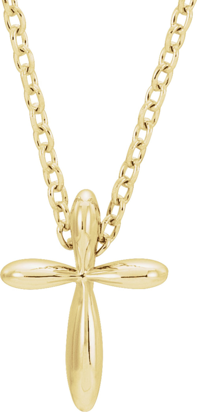 14K Yellow Gold 10x7.72 mm Cross 16-18" Necklace