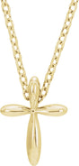 14K Yellow Gold 10x7.72 mm Cross 16-18" Necklace