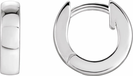 14K White Gold Hinged 9.5 mm Hoop Earrings