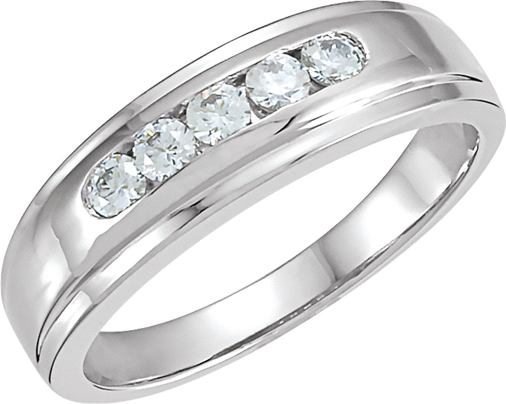 14K White 1/3 CTW Natural Diamond Channel-Set Band 