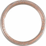 18K Rose Gold PVD Damascus Steel 6 mm Comfort-Fit Half Round Band