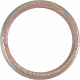 18K Rose Gold PVD Damascus Steel 8 mm Half Round Patterned Band