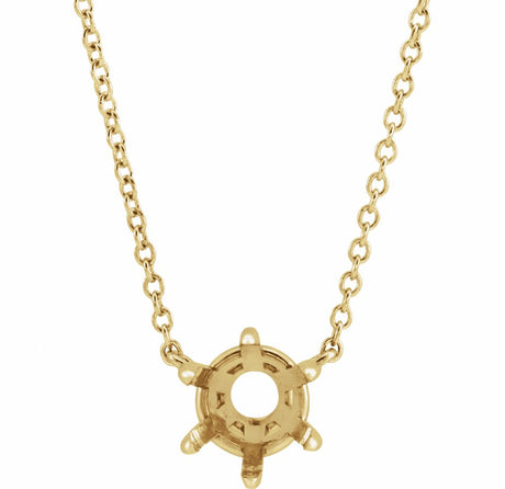 14K Yellow Gold 6 mm Round Solitaire 18" Necklace Mounting