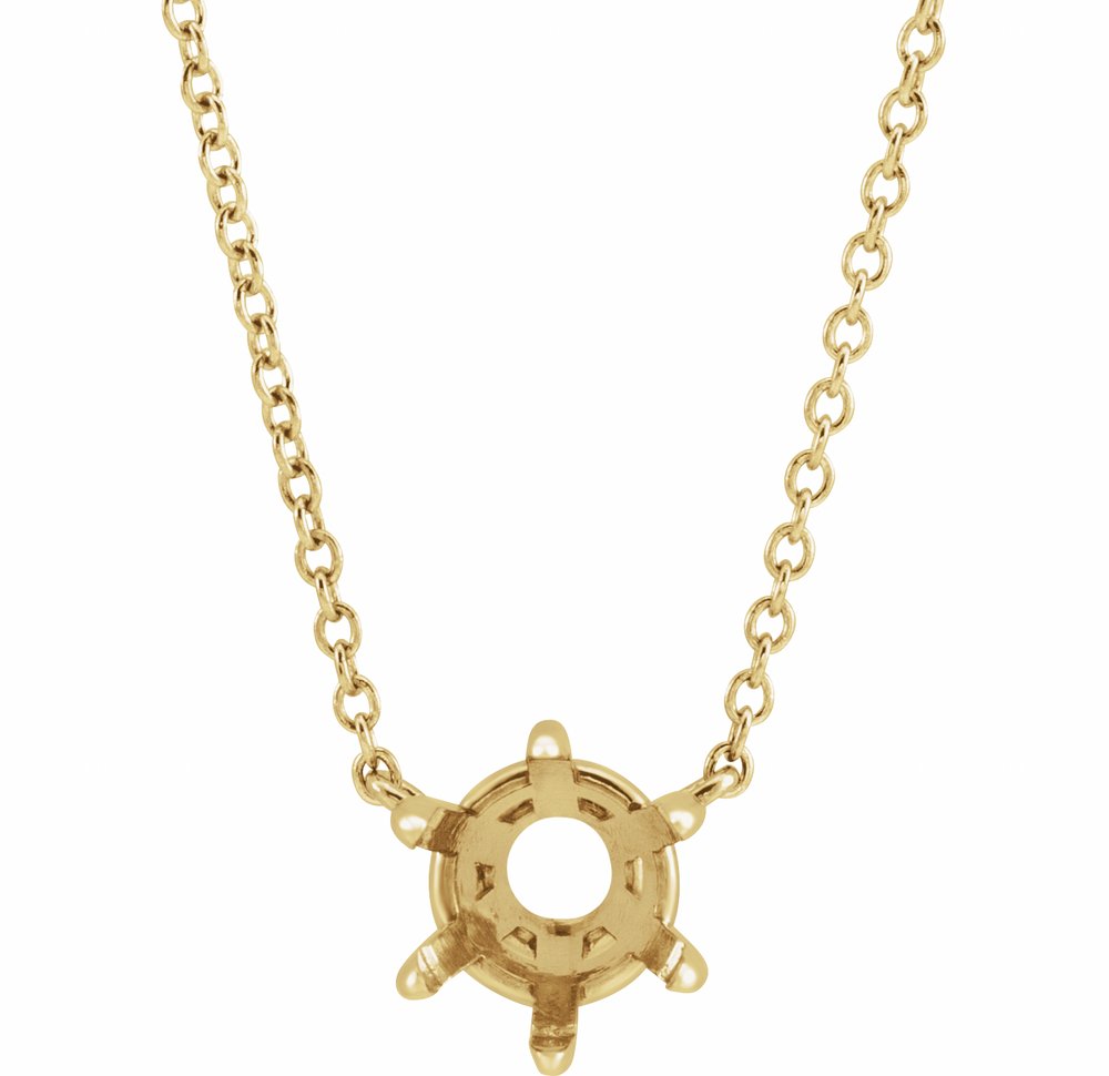 14K Yellow Gold 6 mm Round Solitaire 18" Necklace Mounting