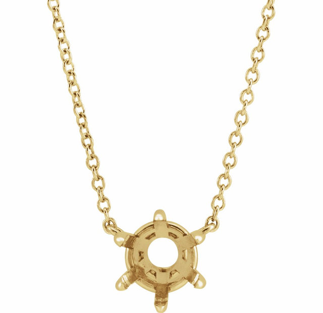 14K Yellow Gold 6 mm Round Solitaire 18" Necklace Mounting