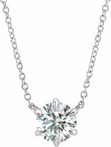 14K White Gold 1/3 CT Natural Diamond Solitaire 16" Necklace  