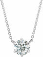 14K White Gold 1/3 CT Natural Diamond Solitaire 16" Necklace  