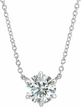 14K White Gold 1/4 CT Natural Diamond Solitaire 16" Necklace  