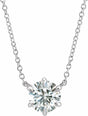 14K White Gold 1/4 CT Natural Diamond Solitaire 16" Necklace  