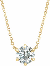 14K Yellow 1/4 CT Lab-Grown Diamond 6-Prong Claw Necklace Center