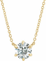 14K Yellow Gold 1/4 CT Lab-Grown Diamond 6-Prong Claw Necklace Center