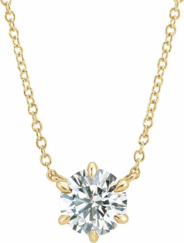 14K Yellow Gold 1/4 CT Lab-Grown Diamond 6-Prong Claw Necklace Center