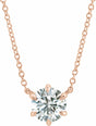 14K Rose 1/4 CT Lab-Grown Diamond 6-Prong Claw Necklace Center