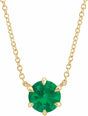 14K Yellow Lab-Grown Emerald Solitaire 18" Necklace 