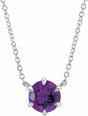 Sterling Silver Natural Amethyst Solitaire 18" Necklace