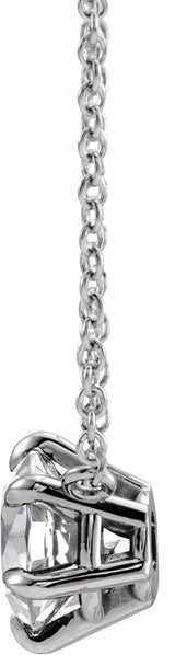 14K White Gold 1/3 CT Natural Diamond Solitaire 16" Necklace
