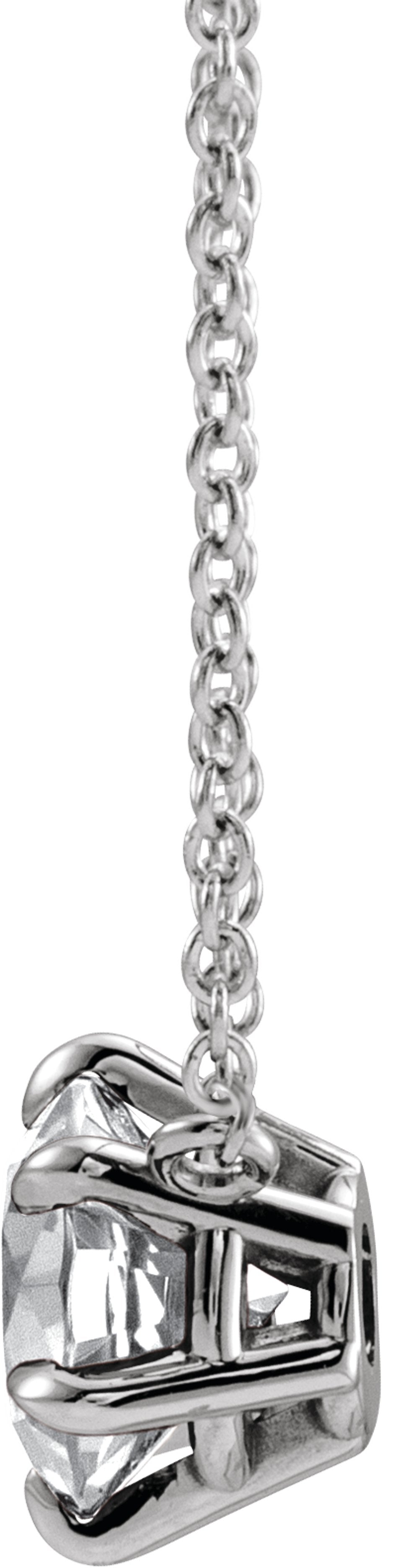 14K White Gold 1/4 CT Natural Diamond Solitaire 16" Necklace  