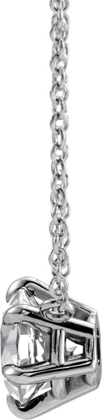 14K White Gold 1/4 CT Natural Diamond Solitaire 16" Necklace  