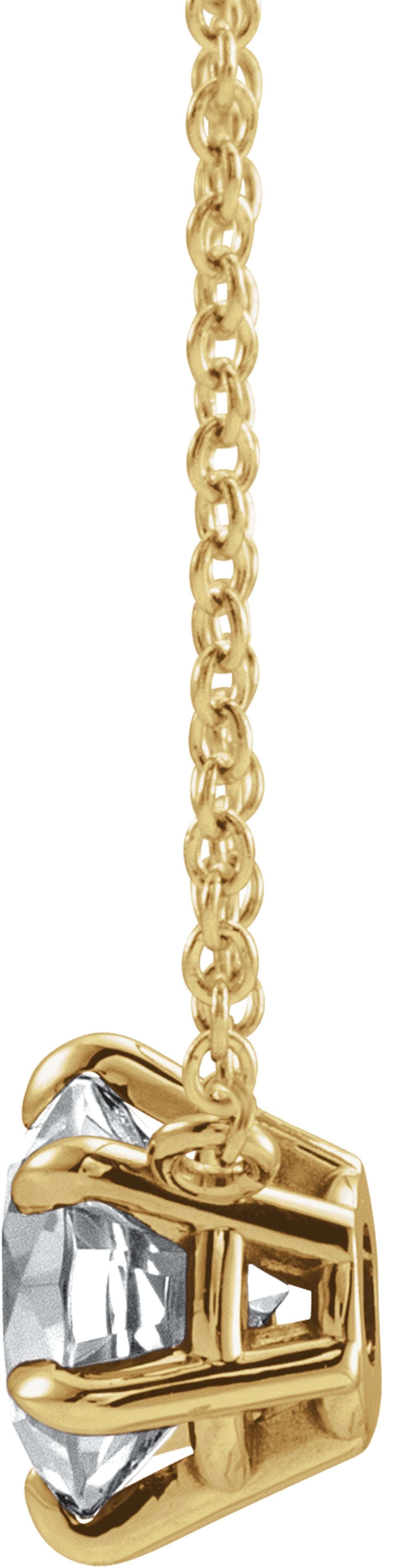14K Yellow Gold 1/4 CT Lab-Grown Diamond 6-Prong Claw Necklace Center