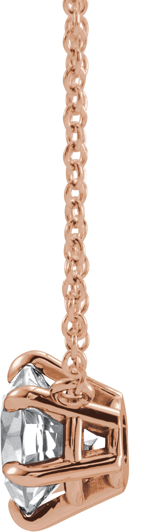 14K Rose Gold 1/3 CT Natural Diamond Solitaire 16" Necklace  