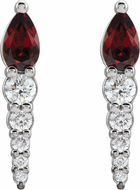 14K White Natural Mozambique Garnet & 1/4 CTW Natural Diamond Earrings