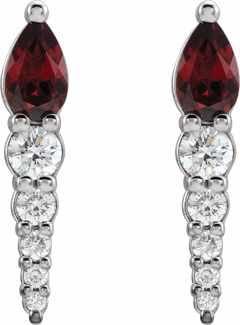 14K White Natural Mozambique Garnet & 1/4 CTW Natural Diamond Earrings