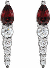 14K White Natural Mozambique Garnet & 1/4 CTW Natural Diamond Earrings