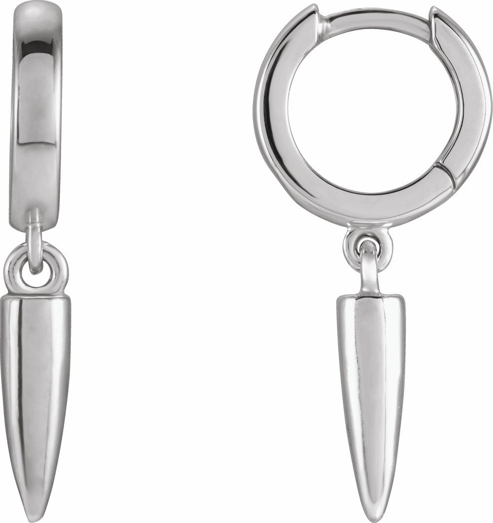 14K White Spike Hinged Hoop Earrings