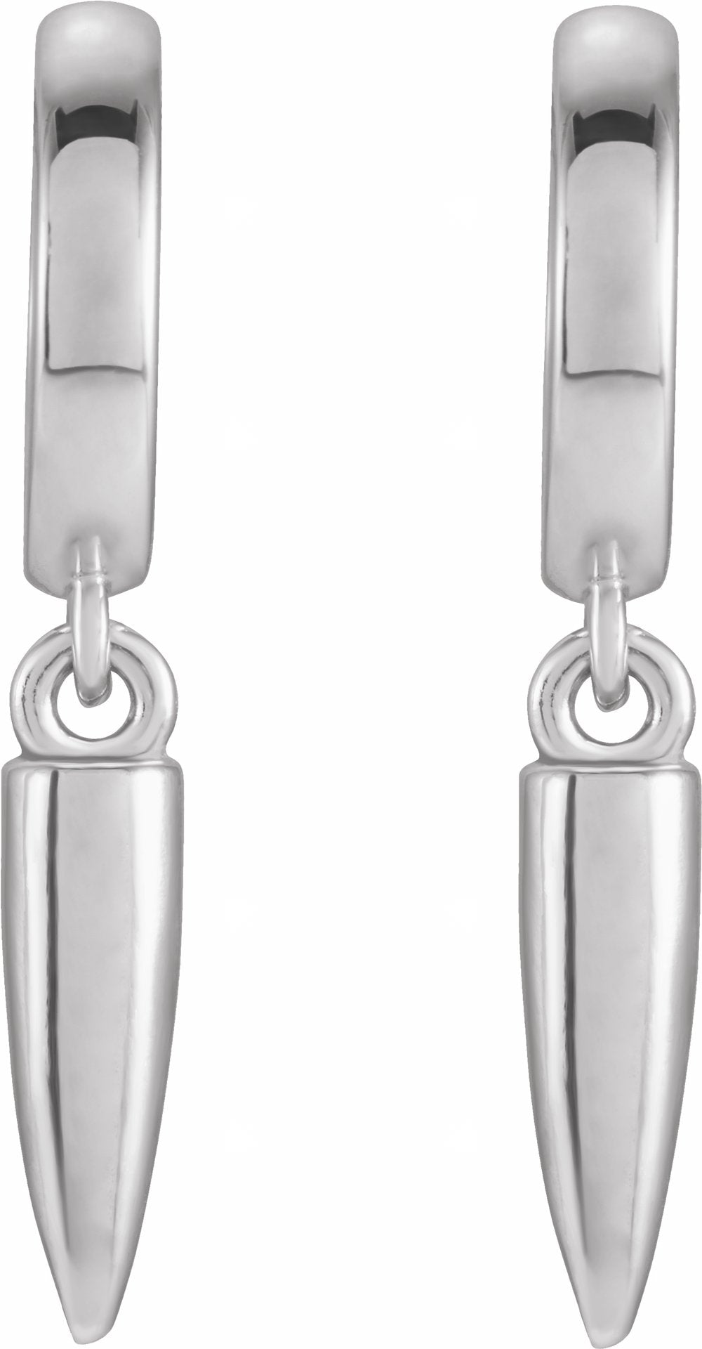 14K White Spike Hinged Hoop Earrings