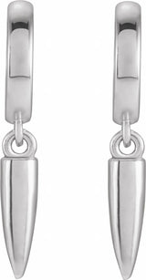 14K White Spike Hinged Hoop Earrings