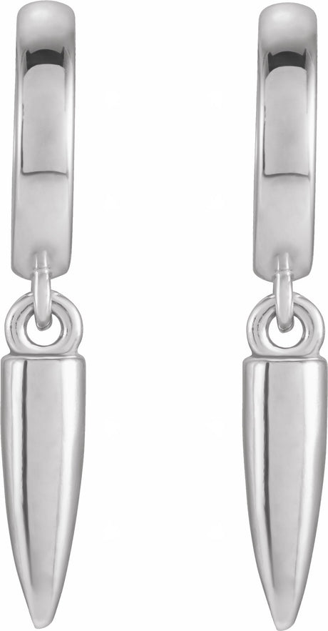 14K White Spike Hinged Hoop Earrings