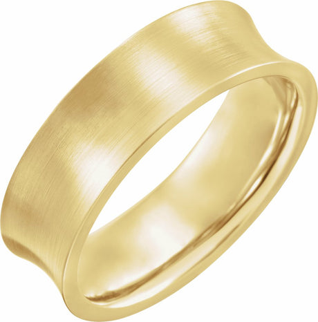 14K Yellow 7 mm Concave Edge Band with Satin Finish Size 6.5